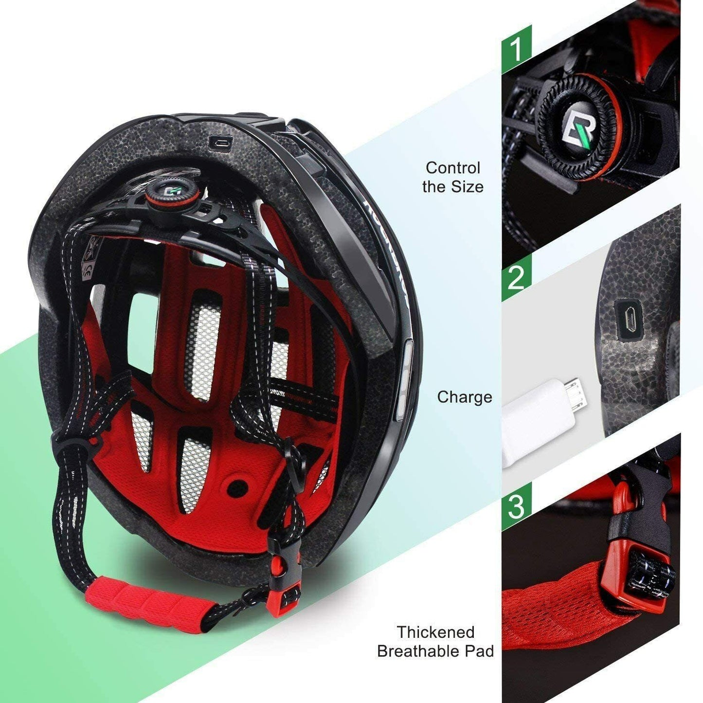 Casco con alarma de luz de advertencia para bicicleta