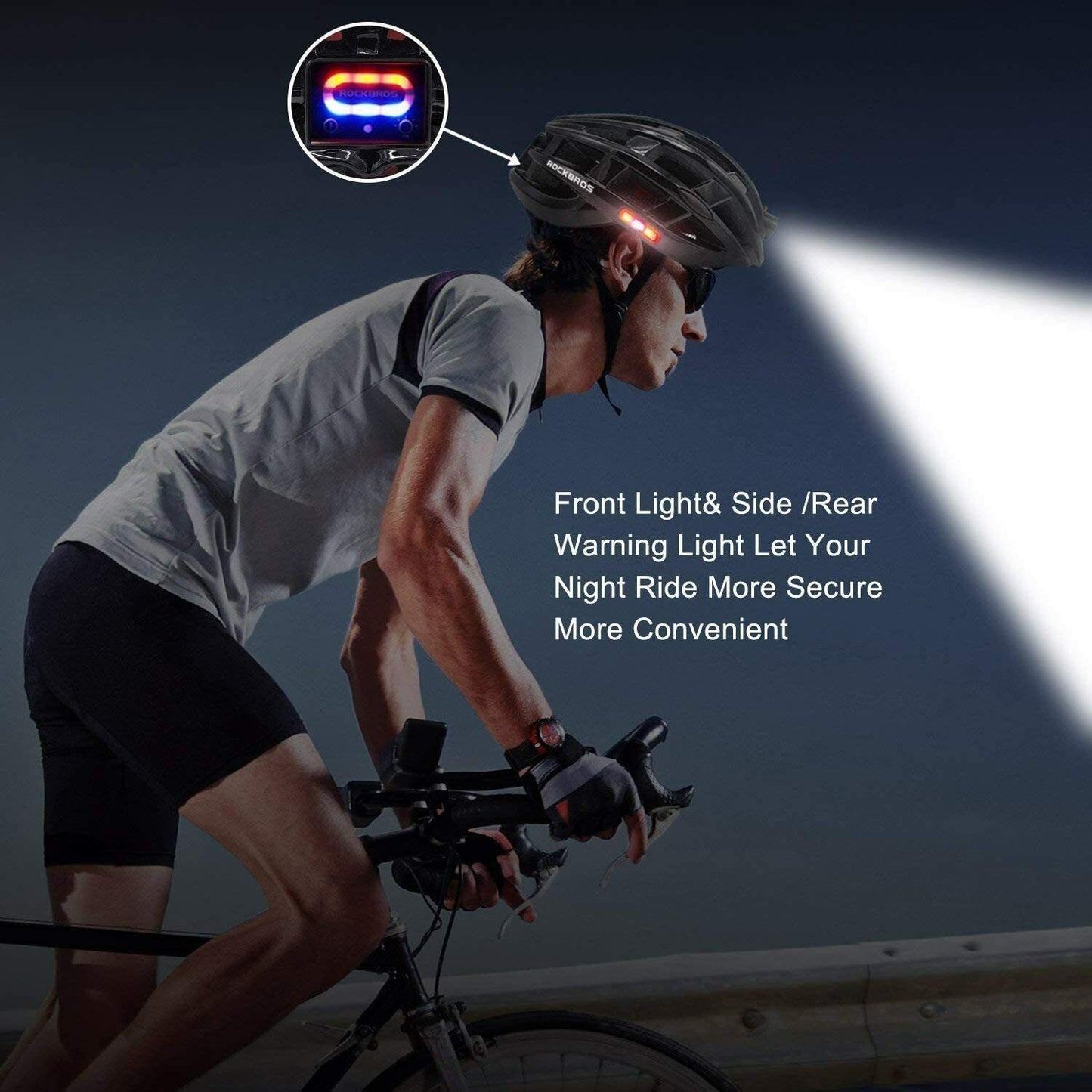 Casco con alarma de luz de advertencia para bicicleta